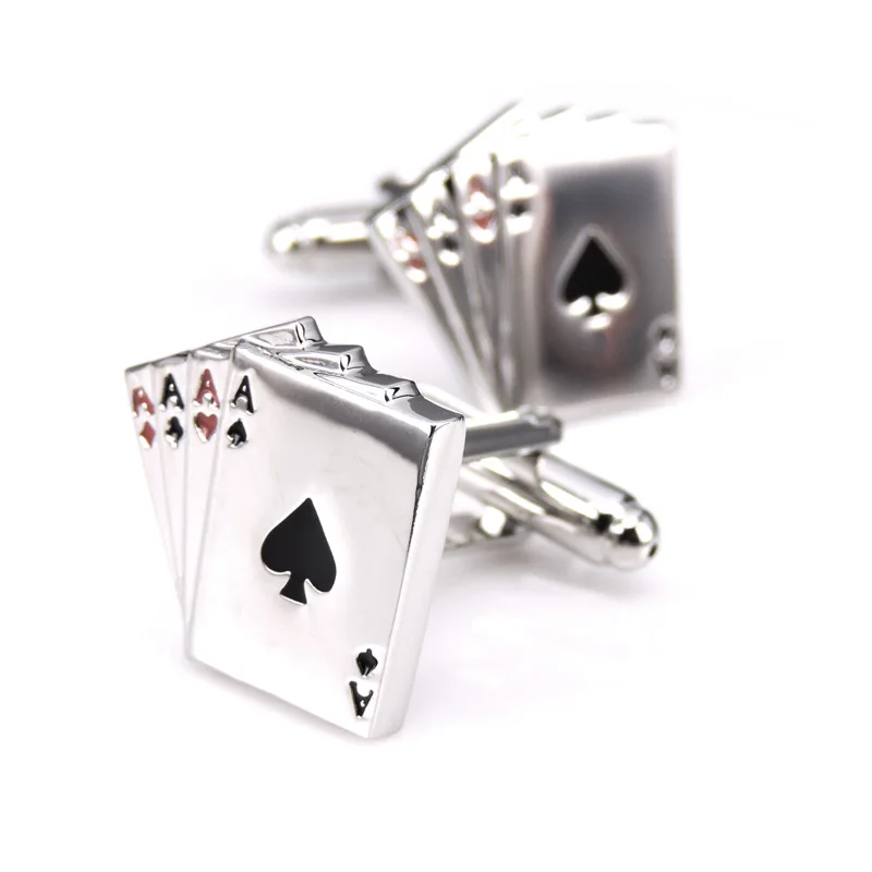 

HYX Jewellery 4A poker cufflinks male French shirt cuff links Cards Design cufflink Fashion for men's Jewelry Gift