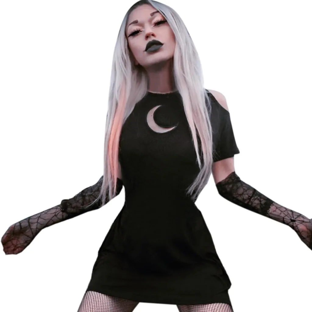 Summer Clothing Wear Sexy Women's Fashion Gothic Style Punk Black Retro Off Shoulder Moon Hollow Out Dress for women
Summer Clothing Wear Sexy Women's Fashion Gothic Style Punk Black Retro Off Shoulder Moon Hollow Out Dress for women