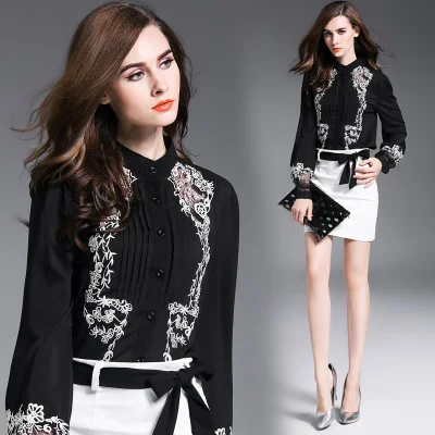 New Arrival 2019 Spring Summer Women Long Sleeve Embroidery Blouse Shirts Black Chiffon Shirts Tops Female Blusas
New Arrival 2019 Spring Summer Women Long Sleeve Embroidery Blouse Shirts Black Chiffon Shirts Tops Female Blusas