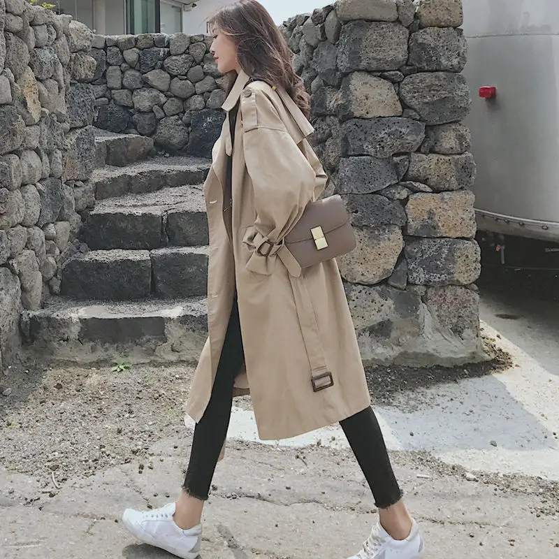 Kahki Women's Casual Long trench Coat Loose Korean Style Oversize Windbreaker Female
Kahki Women's Casual Long trench Coat Loose Korean Style Oversize Windbreaker Female