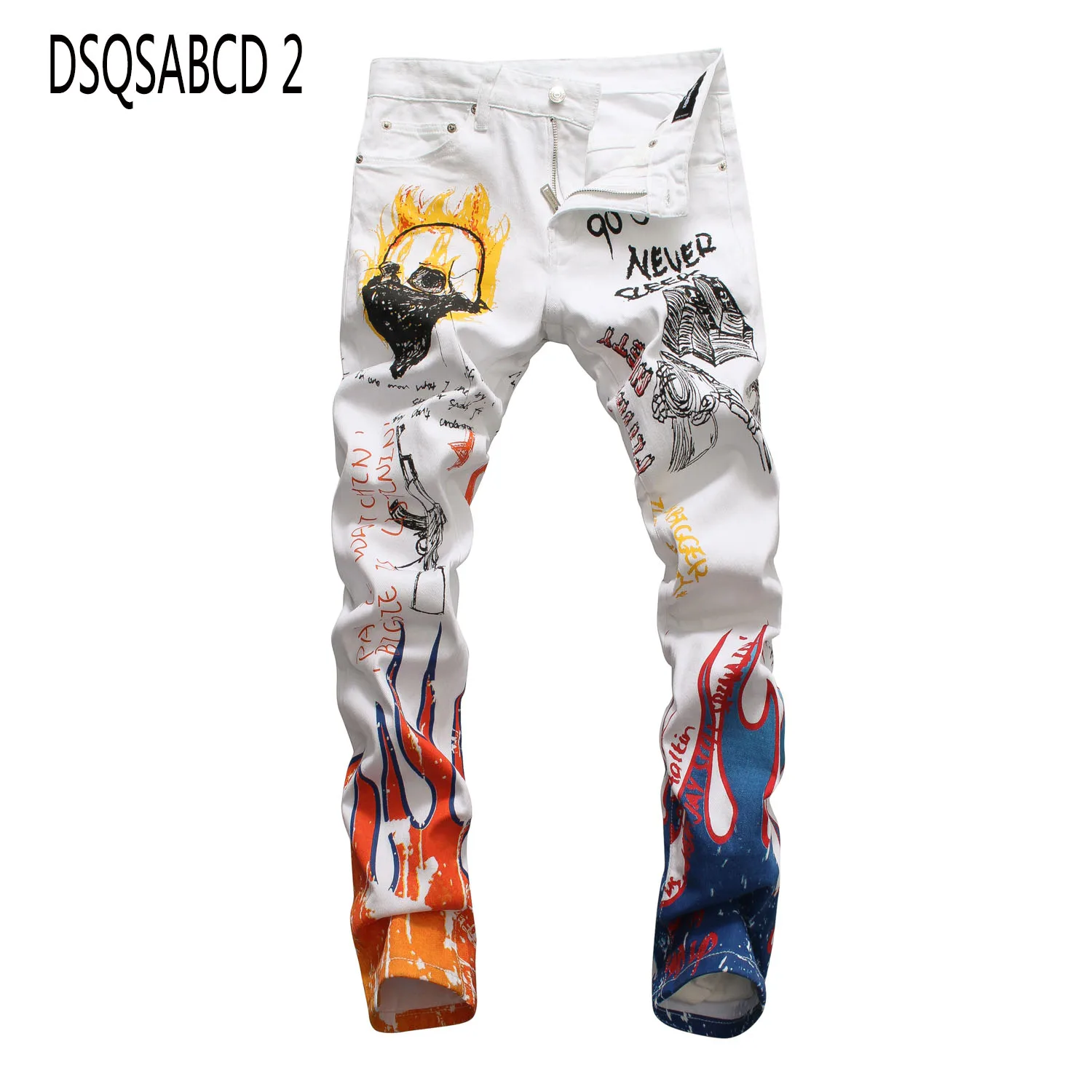 European Nightclub style men Denim jeans famous brand zipper slim brand white letter print jeans Pencil Pants for men 8052
European Nightclub style men Denim jeans famous brand zipper slim brand white letter print jeans Pencil Pants for men 8052