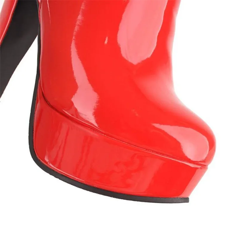 Autumn Winter Patent Leather Over The Knee Boots Big Size 43 Platform Women's Boots 12cm High-heeled Pole Dance Thigh High Boots (19)