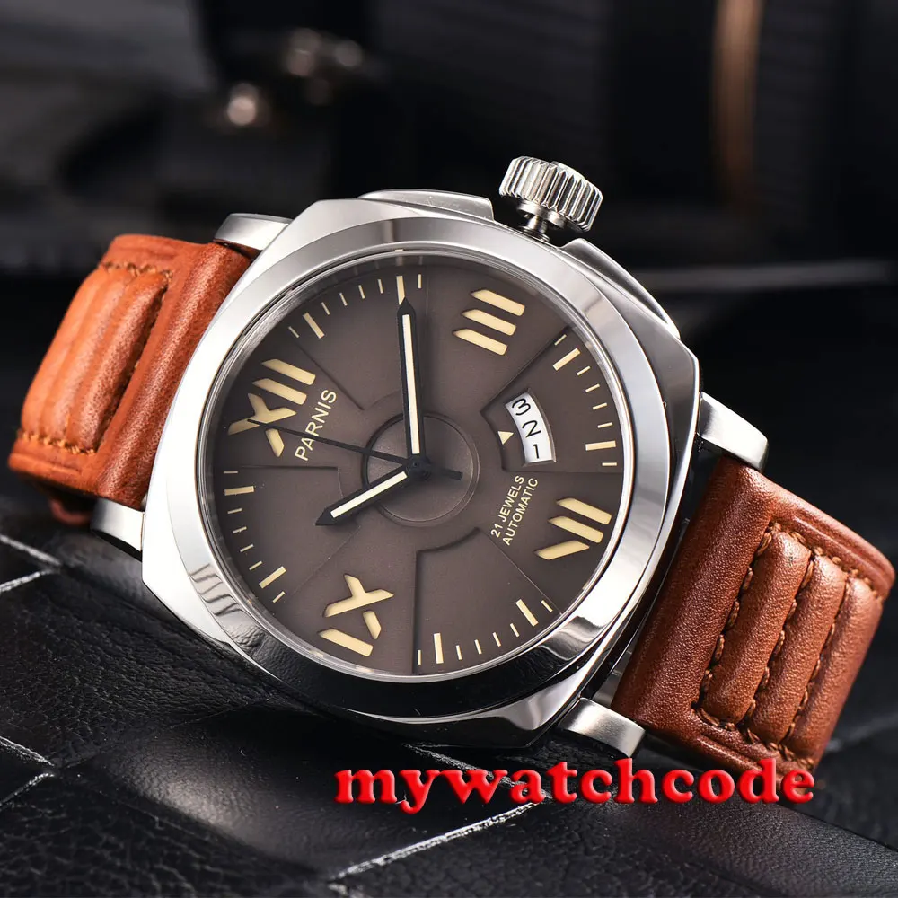 44mm parnis brown dial yellow marks date Sapphire Glass miyota automatic military mens Watch
44mm parnis brown dial yellow marks date Sapphire Glass miyota automatic military mens Watch