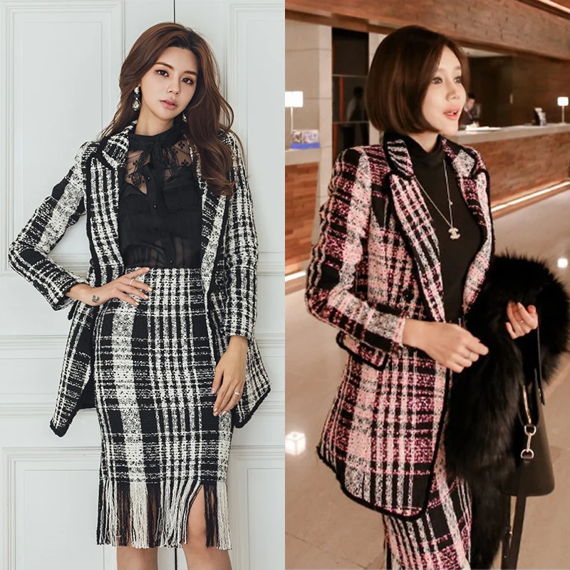 Women Workwear suit Plaid blazer and slim tassel skirt two-piece suit blazer skirt set skirt suits office uniforms skirt suit
Women Workwear suit Plaid blazer and slim tassel skirt two-piece suit blazer skirt set skirt suits office uniforms skirt suit