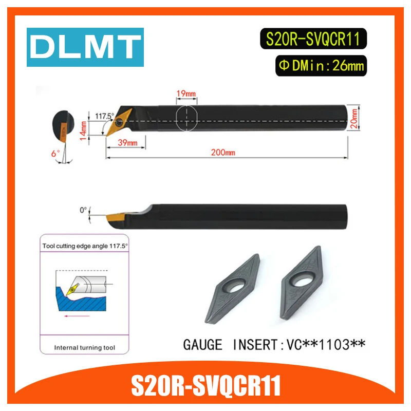 S20R-SVQCR11 117.5 Degrees Internal Turning Tool Holder For VCMT110304 VCMT110308 Insert Internal Boring Bar Lathe Machine
S20R-SVQCR11 117.5 Degrees Internal Turning Tool Holder For VCMT110304 VCMT110308 Insert Internal Boring Bar Lathe Machine