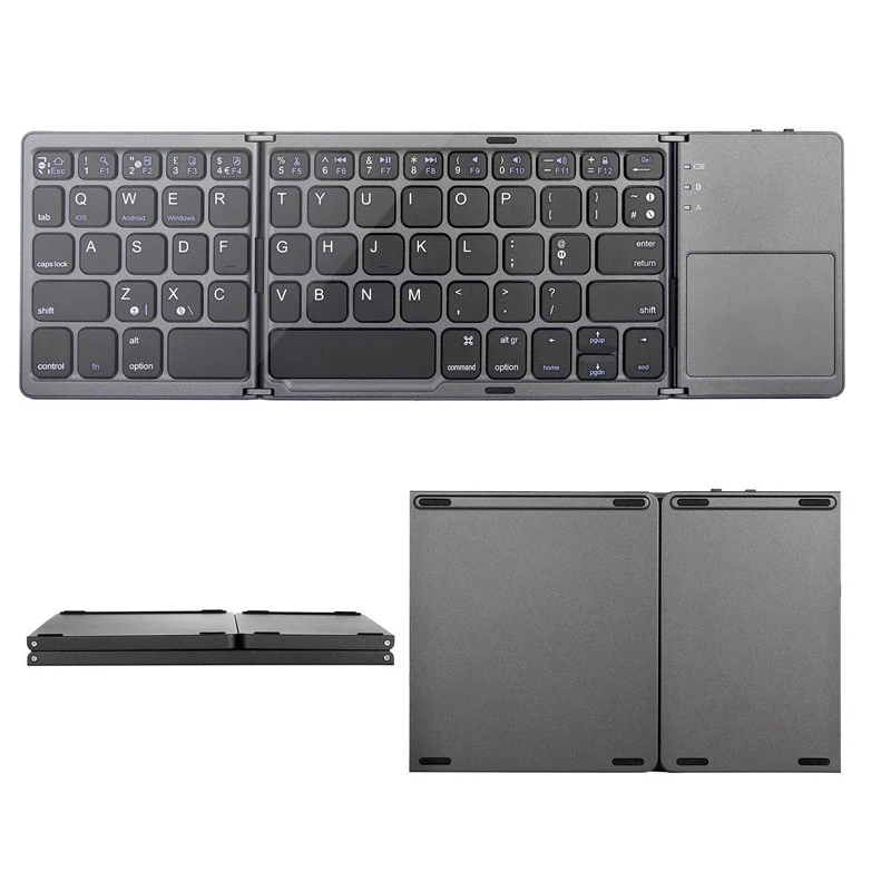 Portable Twice Folding Bluetooth Keyboard BT Wireless Slim Foldable Touchpad Keypad for iPad IOS/Android/Windows Tablet PC
Portable Twice Folding Bluetooth Keyboard BT Wireless Slim Foldable Touchpad Keypad for iPad IOS/Android/Windows Tablet PC