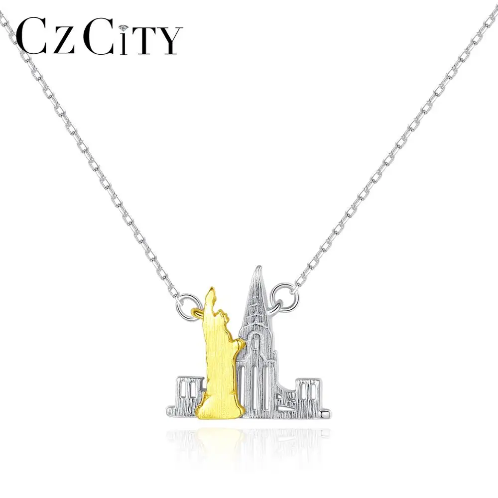 CZCITY Authentic 925 Sterling Silver Castle Pendant Necklaces for Women White Gold Color&Gold Color Brushed Fine Jewelry SN0340
CZCITY Authentic 925 Sterling Silver Castle Pendant Necklaces for Women White Gold Color&Gold Color Brushed Fine Jewelry SN0340