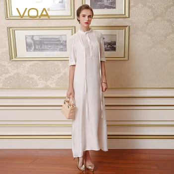 VOA Plus Size Loose Silk Dress Solid White Women Lace Vintage Casual Half Sleeve Elegant Ribbon Long Summer Vestidos A7125
VOA Plus Size Loose Silk Dress Solid White Women Lace Vintage Casual Half Sleeve Elegant Ribbon Long Summer Vestidos A7125