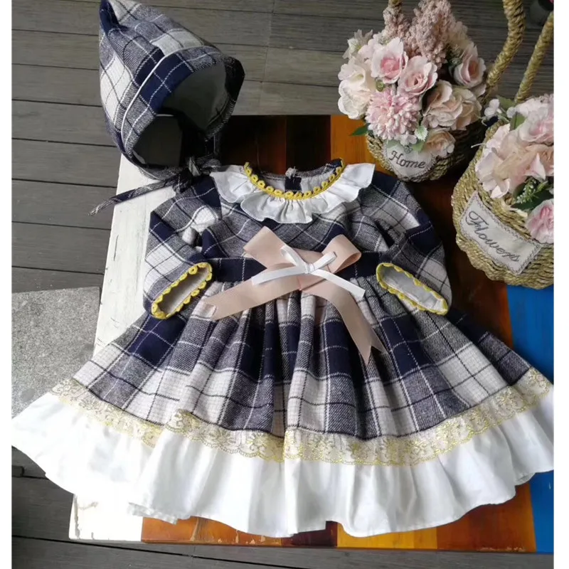 Baby girls dresses spring long sleeve plaid lace tutu girl dress with cap 2pcs kids clothes
Baby girls dresses spring long sleeve plaid lace tutu girl dress with cap 2pcs kids clothes