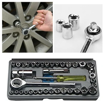 40pcs/set Auto Moto Repair Tool Kit Socket Sleeve Ratchet Wrench Puller Arbor Toolbox Combination Suit Hardware Car Repair Tools
40pcs/set Auto Moto Repair Tool Kit Socket Sleeve Ratchet Wrench Puller Arbor Toolbox Combination Suit Hardware Car Repair Tools
