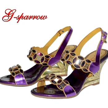 New Designed Cut-out Purple Crystal Heels Sandals Gladiator Summer Sandals for Woman Girl Birthday Party Prom Shoes Plus Size 43 
New Designed Cut-out Purple Crystal Heels Sandals Gladiator Summer Sandals for Woman Girl Birthday Party Prom Shoes Plus Size 43