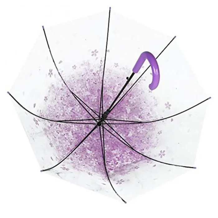 Fashion Transparent Parapluie Creative Women Rain Sun Umbrella Long Handle Cherry Blossom Mushroom Princess Romantic Umbrella