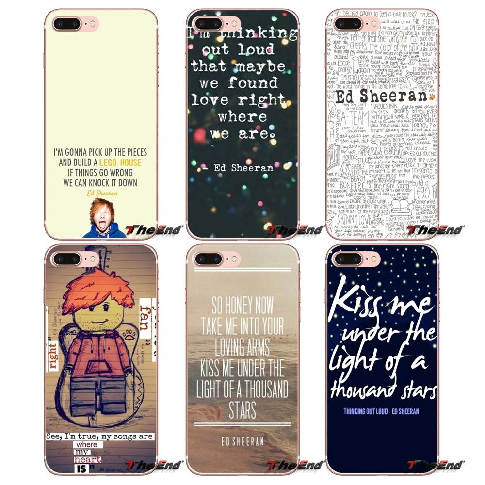 For Apple iPhone X 4 4S 5 5S SE 5C 6 6S 7 8 Plus 6sPlus 6Plus 7plus 8plus Soft Transparent Shell Covers Ed Sheeran Song Quotes
For Apple iPhone X 4 4S 5 5S SE 5C 6 6S 7 8 Plus 6sPlus 6Plus 7plus 8plus Soft Transparent Shell Covers Ed Sheeran Song Quotes