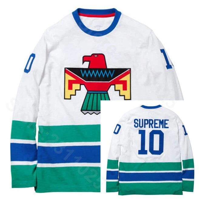 

Ediwallen Thunderbird Bird Ice Hockey Jerseys Frank Ocean White Black Home Away All Stitched Breathable For Sport Fans Hot Sale