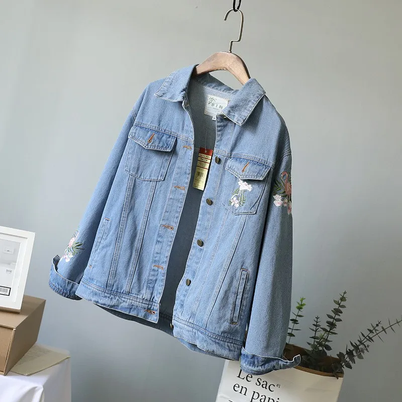 Aransue Korean fashion spring autumn new jeans female cowboy outwear embroidered flamingos flower short coat
Aransue Korean fashion spring autumn new jeans female cowboy outwear embroidered flamingos flower short coat