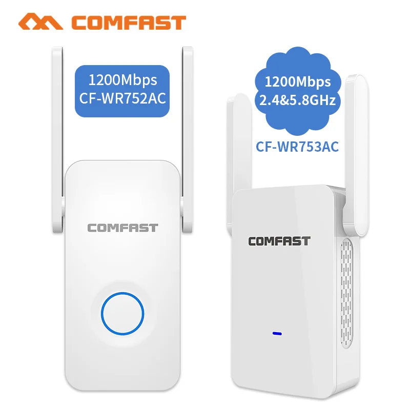 1200Mbps COMFAST Wireless WiFi Range Extender 2.4/5Ghz Dual Band Repeater Signal Booster 2 Ethernet Antennas Wi-fi Amplifer
1200Mbps COMFAST Wireless WiFi Range Extender 2.4/5Ghz Dual Band Repeater Signal Booster 2 Ethernet Antennas Wi-fi Amplifer