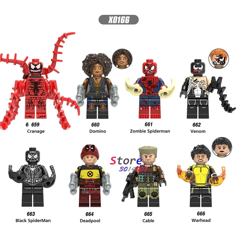 Single Deadpool 2 Domino Cable Peter Carnage Warhead Black Spderman Zombie Action building blocks toy for children
Single Deadpool 2 Domino Cable Peter Carnage Warhead Black Spderman Zombie Action building blocks toy for children