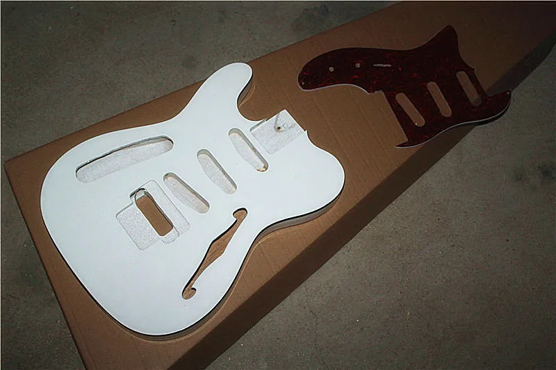 Factory Left-hand White Semi-hollow Electric Guitar Body with Red Pearl Pickguard,Can Change Color/Material/Style
Factory Left-hand White Semi-hollow Electric Guitar Body with Red Pearl Pickguard,Can Change Color/Material/Style