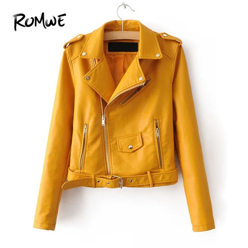 ROMWE Faux Leather Buckle Belt Epaulet Detail Moto Jacket 2019 Glamorous Yellow Womens Outer Posh Long Sleeve Women Coat
ROMWE Faux Leather Buckle Belt Epaulet Detail Moto Jacket 2019 Glamorous Yellow Womens Outer Posh Long Sleeve Women Coat