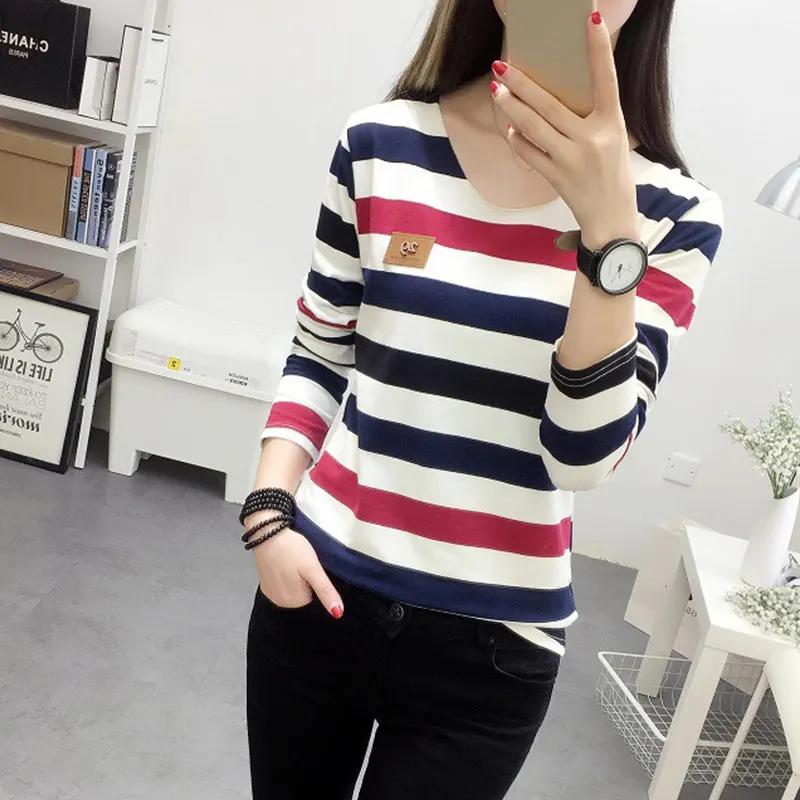 Newly Women Autumn Long Sleeve T-shirt Colored Stripe Lady Loose Fit Tops VK-ING
Newly Women Autumn Long Sleeve T-shirt Colored Stripe Lady Loose Fit Tops VK-ING