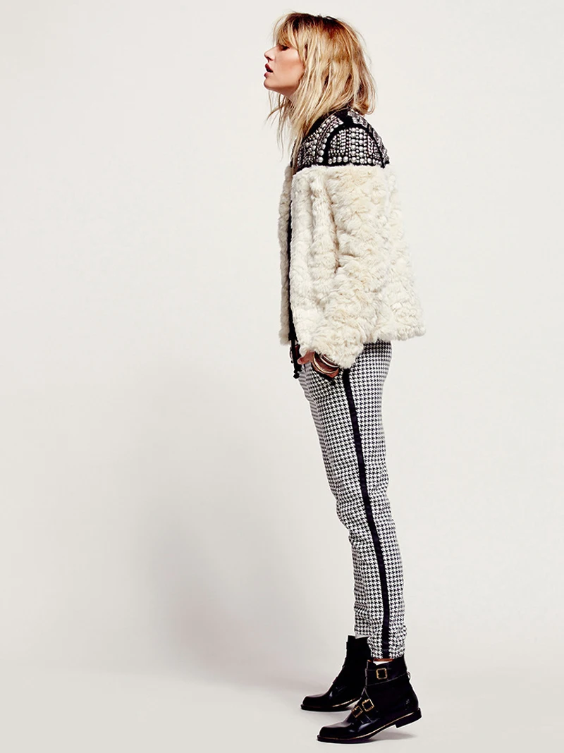 Viyana - Winter Fall Women Warm Faux Fur Coat Handmade Beading Rivet Long Sleeve Boho Style Outwear Jacket Viyana - Winter Fall Women Warm Faux Fur Coat Handmade Beading Rivet Long Sleeve Boho Style Outwear Jacket