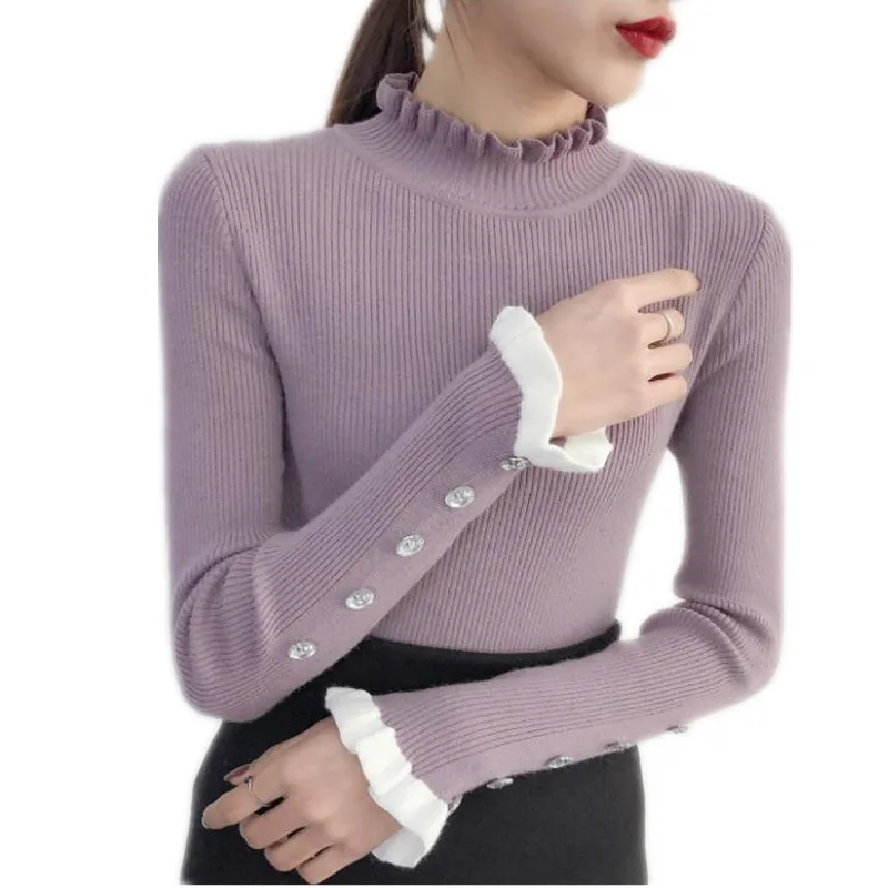New Sweet Autumn Winter Women Short Sweater 2019 Ruffled Collar Long Sleeve Female Knitted Bottom Sweater Pullovers Thin CQ2224
New Sweet Autumn Winter Women Short Sweater 2019 Ruffled Collar Long Sleeve Female Knitted Bottom Sweater Pullovers Thin CQ2224