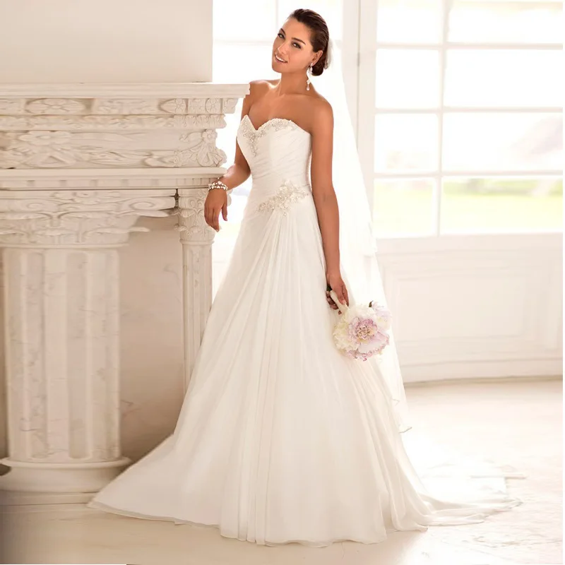 Beaded Cheap Stock Chiffon Beach China Ball Gown Elegant Backless Bridal Dress Plus Size 2016 A line Women's Wedding Dresses
Beaded Cheap Stock Chiffon Beach China Ball Gown Elegant Backless Bridal Dress Plus Size 2016 A line Women's Wedding Dresses