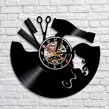 

Vinyl Record Wall Clock Modern Design Barber Shop Clocks 7 LED Color Change Wall Watch Home Decor for Barbershop Salon Wall Sign