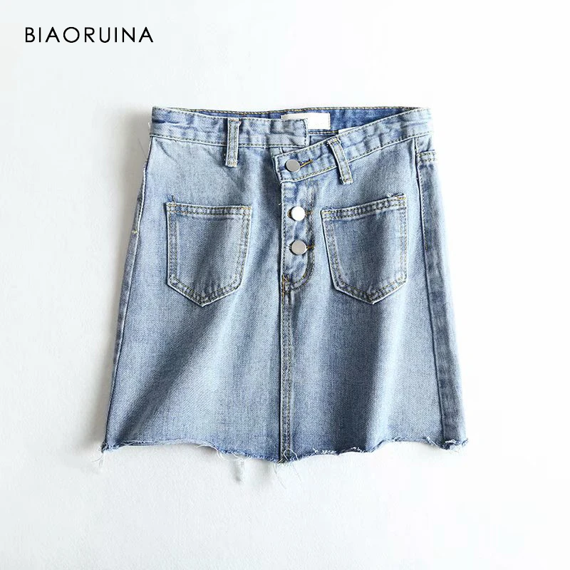 BIAORUINA Women Chic Irregular High Waist Skirt Female Washing Bleached Skirt Buttons Pockets Women's Fashion Skirt with Tassels
BIAORUINA Women Chic Irregular High Waist Skirt Female Washing Bleached Skirt Buttons Pockets Women's Fashion Skirt with Tassels