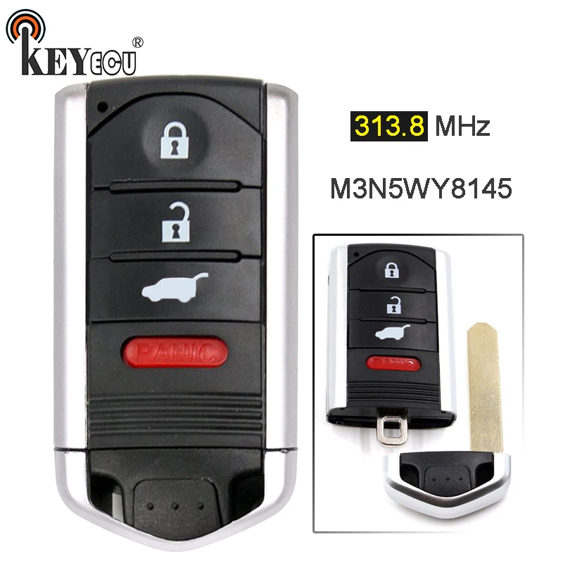 KEYECU 313.8MHz FCC: M3N5WY8145 Smart 3+1 4 Button Remote Car Key Fob for Acura ZDX 2010-2011 2012 2013 
KEYECU 313.8MHz FCC: M3N5WY8145 Smart 3+1 4 Button Remote Car Key Fob for Acura ZDX 2010-2011 2012 2013