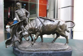 Free shipping USPS to USA S0042 9" Spain Signed Pure Bronze Copper & base Marble Spain Matador Bull statuary
Free shipping USPS to USA S0042 9" Spain Signed Pure Bronze Copper & base Marble Spain Matador Bull statuary