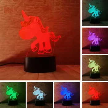 

Cute Unicorn Luminaria 7 Colors Dimming Gradient 3D Visual Led Night Lights Child Kids Table Lampara Lampe Baby Sleeping Lamp
