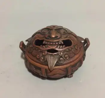 

Collectible archaize purple copper lion head Incense burner