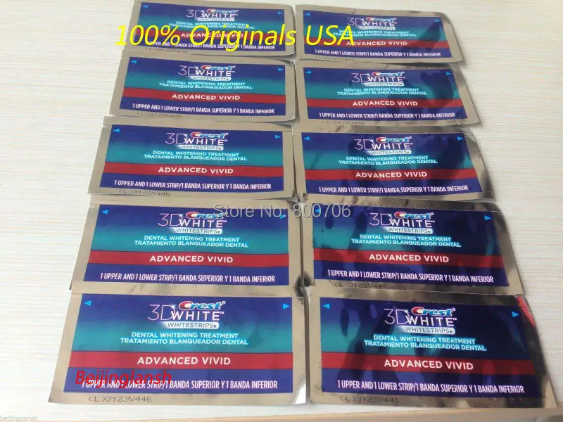 10 Сумки 20 полоски crest whitestrips 3D Расширенный яркие Luxe Гламурная отбеливающие для