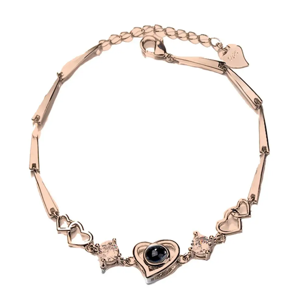 Hot Women Heart Charm 100 Languages I Love You Projection Chain Bracelet Jewelry Gift 
Hot Women Heart Charm 100 Languages I Love You Projection Chain Bracelet Jewelry Gift