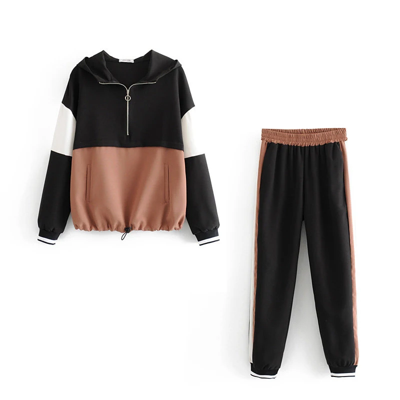 Wome Patchwork Two Piece Set Outfit 2019 Spring-Autumn Khaki Hooded Bomber Jacket Set Ladies Joggers Set Girls Loose Hoodies Set
Wome Patchwork Two Piece Set Outfit 2019 Spring-Autumn Khaki Hooded Bomber Jacket Set Ladies Joggers Set Girls Loose Hoodies Set