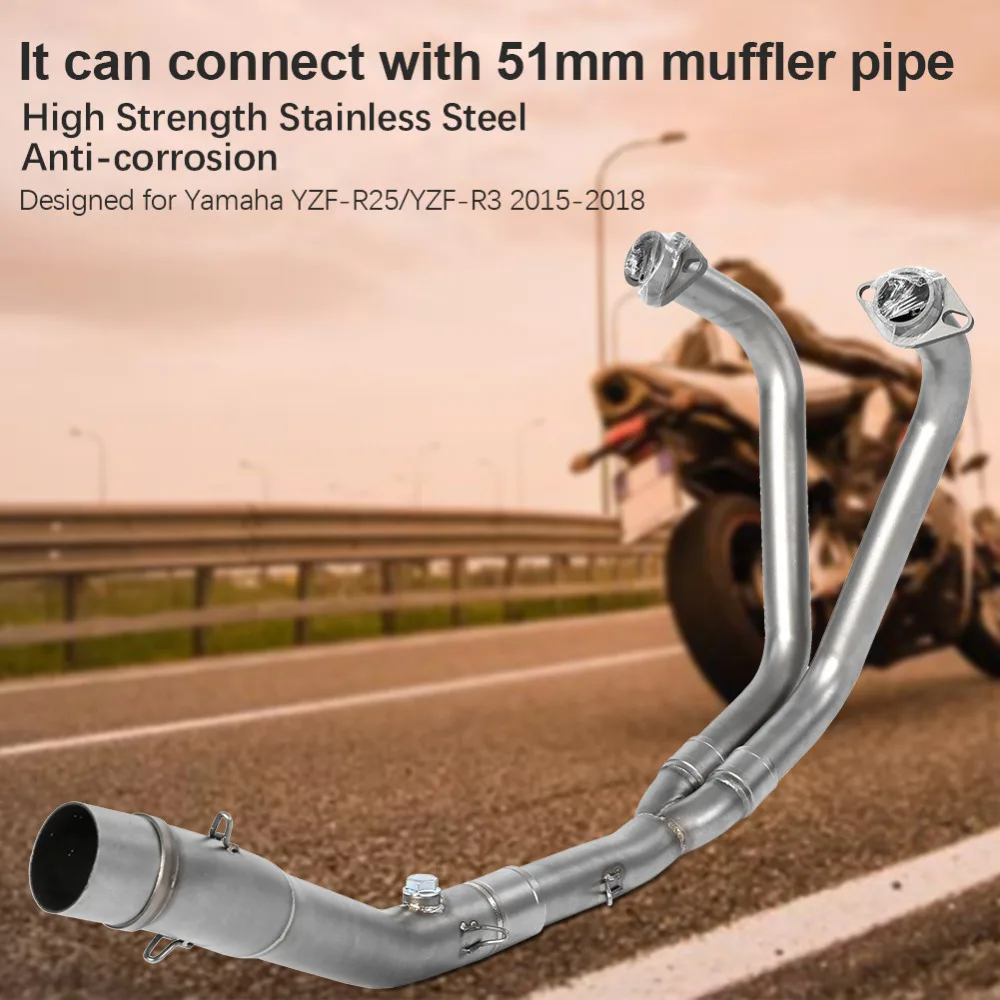 Racing Motorcycle Full Exhaust System Vent Front Pipe Link Connect for Yamaha YZF-R25/YZF-R3 2015 2016 2017 2018
Racing Motorcycle Full Exhaust System Vent Front Pipe Link Connect for Yamaha YZF-R25/YZF-R3 2015 2016 2017 2018