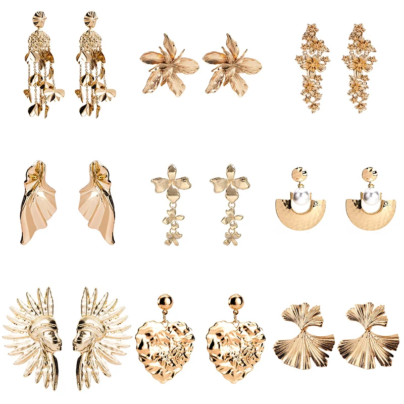 24 styles ZA New Gold Flower Drop Earrings for Women Hollow Geometric Statement Heart Tree Shape Ear Decoration ET1044
24 styles ZA New Gold Flower Drop Earrings for Women Hollow Geometric Statement Heart Tree Shape Ear Decoration ET1044