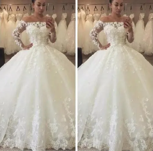 Vestido de Noiva 2019 long sleeve lace Wedding Dress ball gown appliques boat neck Bridal Gown wedding gown Robe De Mariee
Vestido de Noiva 2019 long sleeve lace Wedding Dress ball gown appliques boat neck Bridal Gown wedding gown Robe De Mariee
