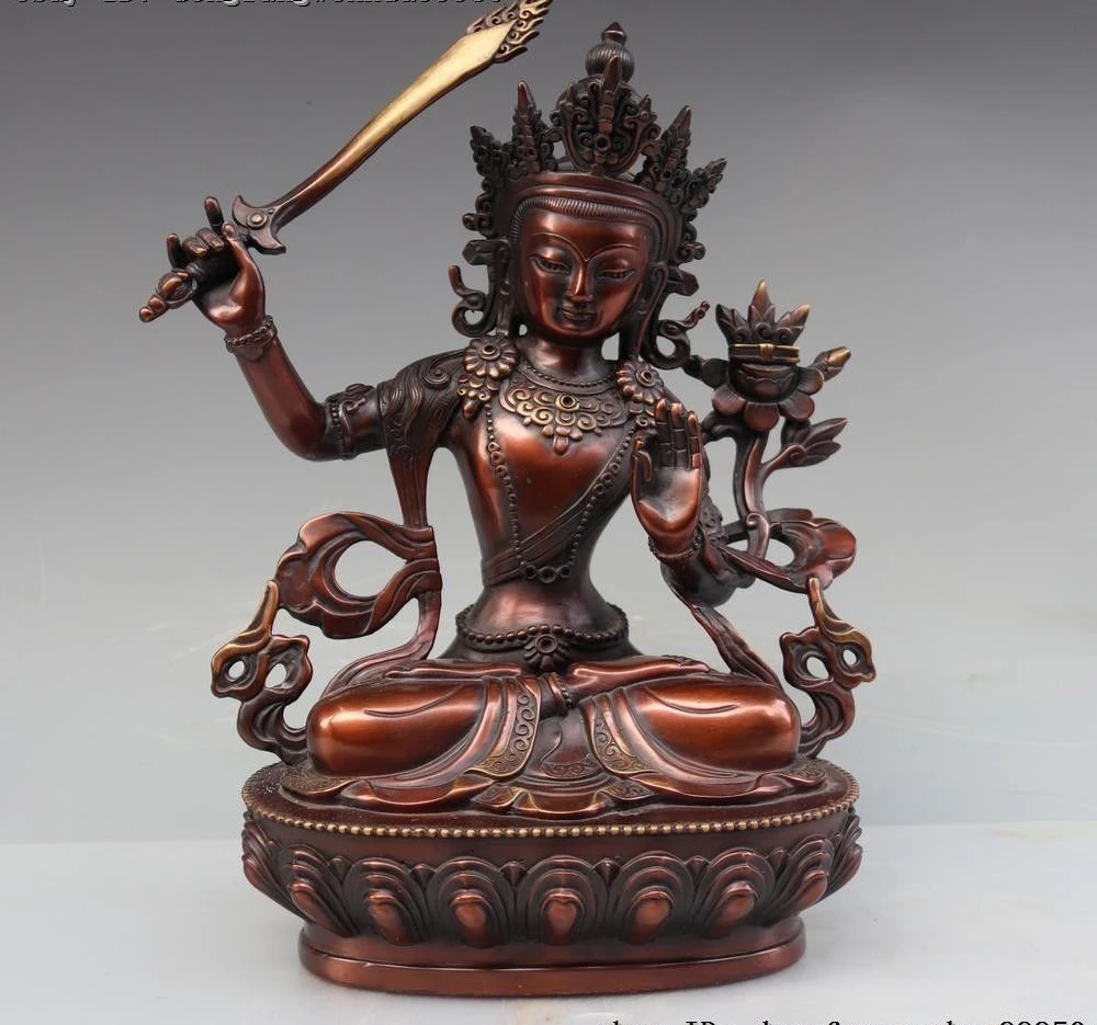Tibet Buddhism Copper Bronze Manjusri Bodhisattva Kwan-Yin GuanYin Buddha Statue
Tibet Buddhism Copper Bronze Manjusri Bodhisattva Kwan-Yin GuanYin Buddha Statue