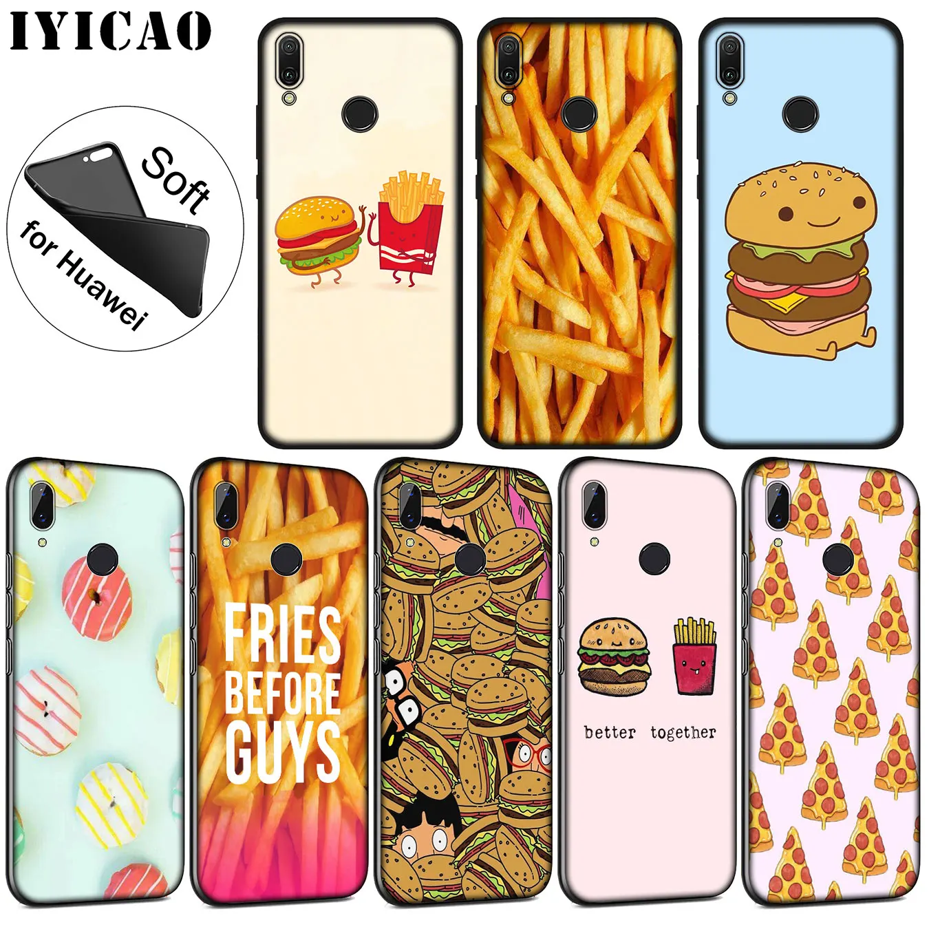 IYICAO Cute food french fries burger pizza Soft Silicone Case for Huawei P30 P20 Pro P10 P9 P8 Lite Mini 2017 P smart Z 2019
IYICAO Cute food french fries burger pizza Soft Silicone Case for Huawei P30 P20 Pro P10 P9 P8 Lite Mini 2017 P smart Z 2019