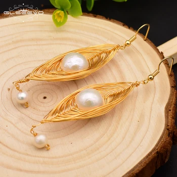 GLSEEVO Handmade Natural Fresh Water Baroque Pearl Dangle Earrings For Women Dangle Earrings Fine Jewelry Customizable GE0642
GLSEEVO Handmade Natural Fresh Water Baroque Pearl Dangle Earrings For Women Dangle Earrings Fine Jewelry Customizable GE0642