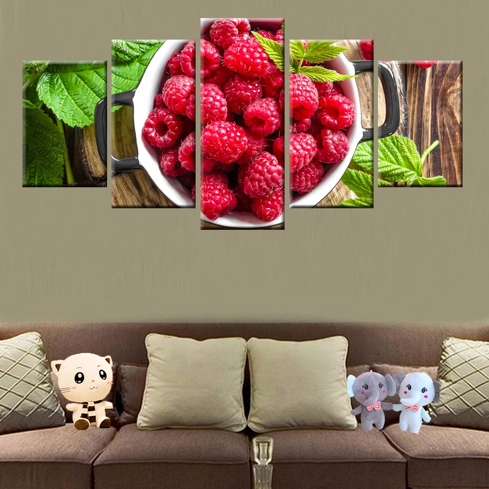 Настенный художественный Принт Холст Картина 5 шт. вкусные фрукты raspberry