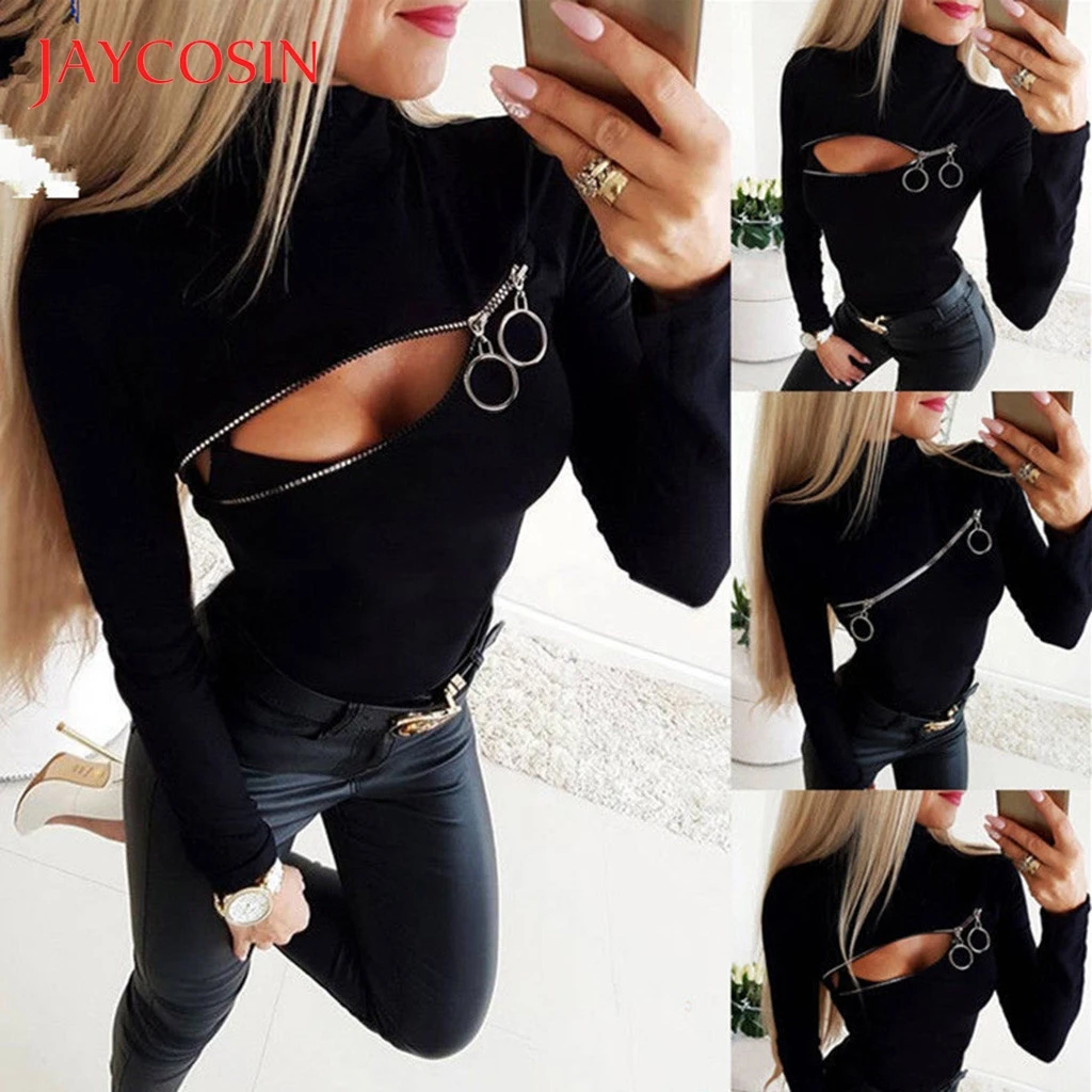 JAYCOSIN Women's Autumn Fashion Long Sleeve Pure Colour High-collar Zipper Sexy Tight Bodice Cool Girl Elastic Top 0716
JAYCOSIN Women's Autumn Fashion Long Sleeve Pure Colour High-collar Zipper Sexy Tight Bodice Cool Girl Elastic Top 0716