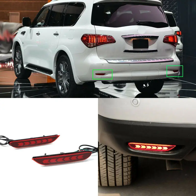 LED Rear Bumper Reflector Fog Brake Turn Indicator Lights For Infiniti QX80 2013-2018 | Автомобили и мотоциклы