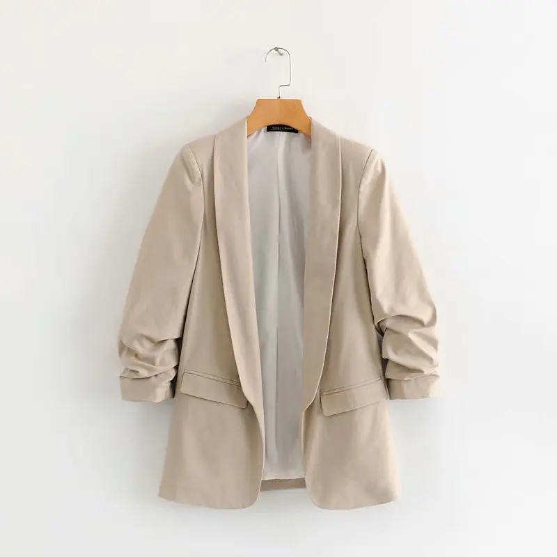 2019 Women Suits Sleeve Fold No buckle Casual Blazer Autumn Tops 3/4 sleeve Coat Office Lady Blazer Female Outerwear M083
2019 Women Suits Sleeve Fold No buckle Casual Blazer Autumn Tops 3/4 sleeve Coat Office Lady Blazer Female Outerwear M083