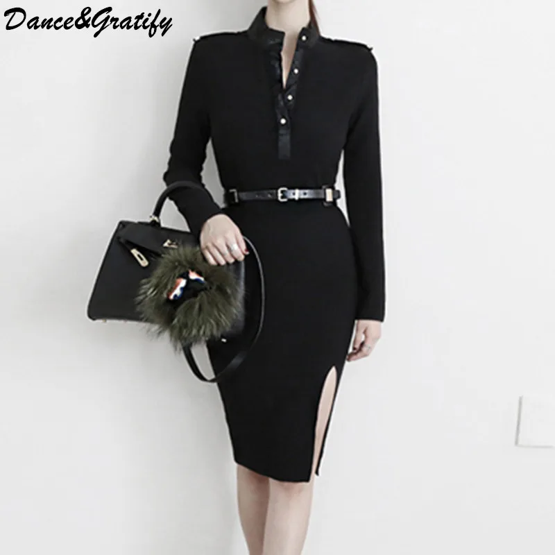 Korean Autumn Women High Quality Black Office Work Dress 2018 New Sexy Split Business Party Slim Bodycon Pencil Dress
Korean Autumn Women High Quality Black Office Work Dress 2018 New Sexy Split Business Party Slim Bodycon Pencil Dress
