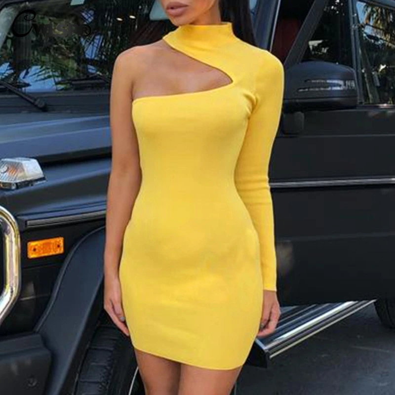 CWLSP 2018 Solid Yellow One Shoulder Summer Dress Sexy Slim Package Hip Asymmetric Femme Dress Vestido Female QZ2988
CWLSP 2018 Solid Yellow One Shoulder Summer Dress Sexy Slim Package Hip Asymmetric Femme Dress Vestido Female QZ2988