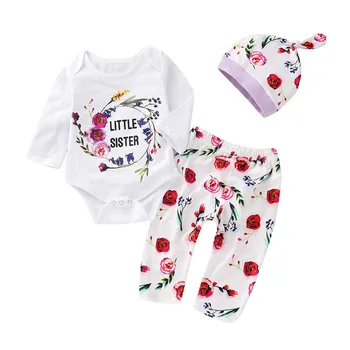 Newborn Baby Girls Clothes Set Autumn Long Sleeve Letter Bodysuit Jumpsuit Floral Pants Hat Girl Clothing Cotton Outfit 3PCs
Newborn Baby Girls Clothes Set Autumn Long Sleeve Letter Bodysuit Jumpsuit Floral Pants Hat Girl Clothing Cotton Outfit 3PCs