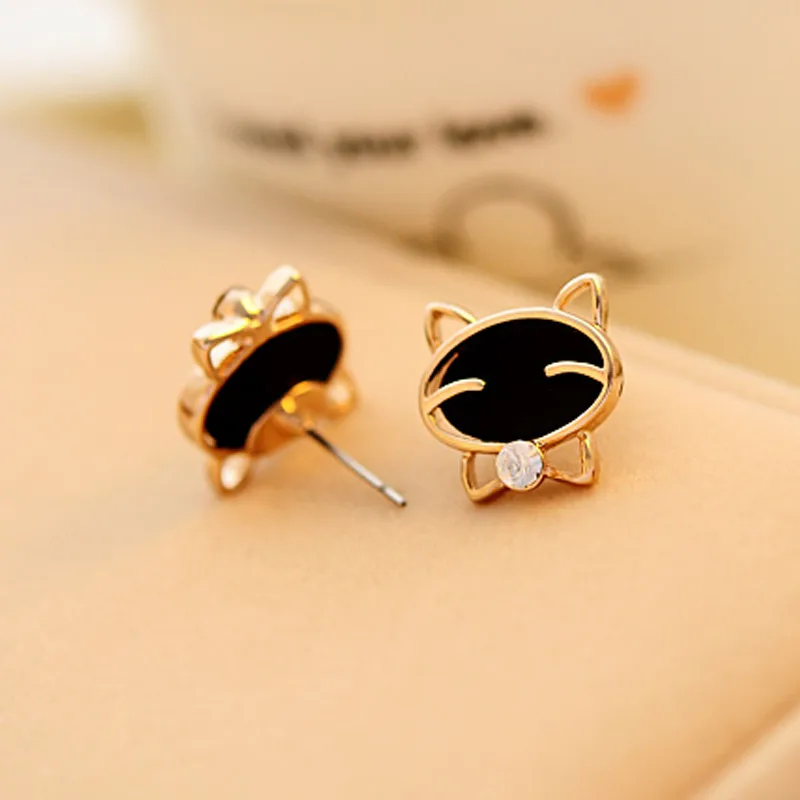 1Pair earrings for women Black Smile Cat High-Grade Fine Diamond Stud Earrings hot sale
1Pair earrings for women Black Smile Cat High-Grade Fine Diamond Stud Earrings hot sale